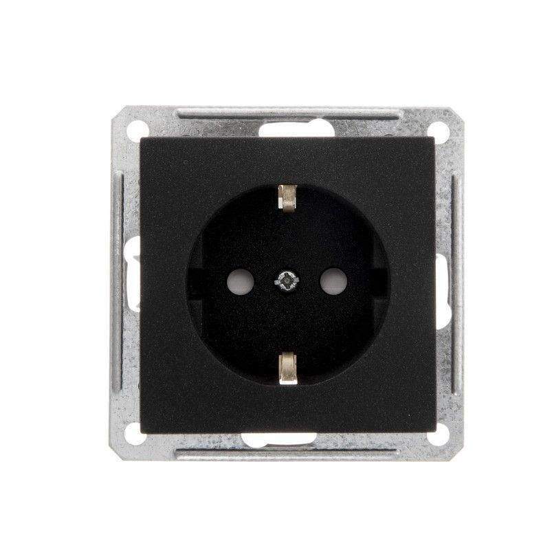 розетка 1-м сп w59 16а ip20 с заземл. защ. шторки механизм черн. бархат se rs16-152-6-86 от BTSprom.by