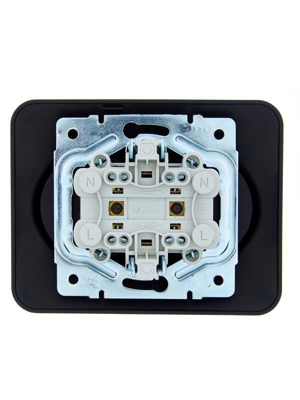  Розетка 2-м СП ASTI 16А IP20 без заземл. термопласт черн. бархат LEZARD 7081-4200-128B фото в каталоге от BTSprom.by