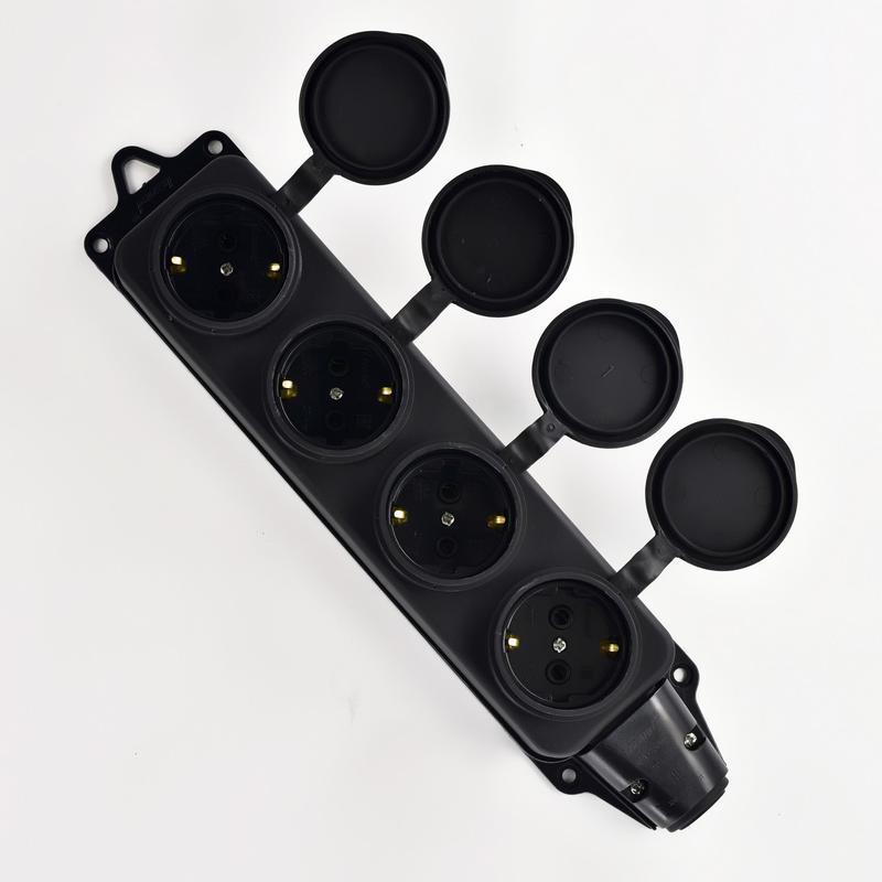 колодка 4-м 16а ip44 2p+pe 220-240в с защ. крышками каучук lezard 106-0400-0107/107 от BTSprom.by