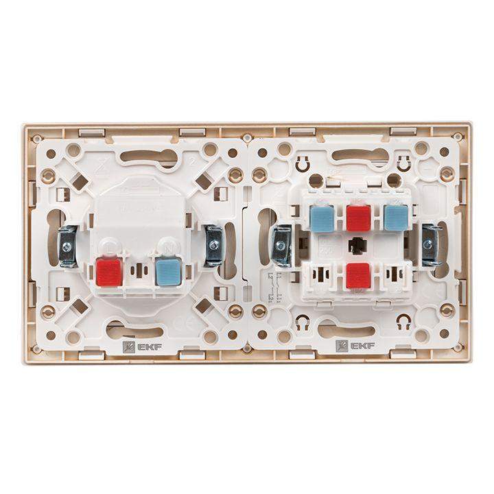  Рамка 2-м Стокгольм бел. с линией цвета шампань PROxima EKF EYM-G-303-10 фото в каталоге от BTSprom.by