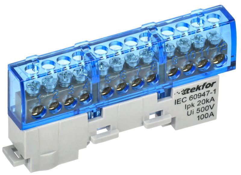 шина нулевая n неизол. на универс. держ. 6х9-12-с tekfor iek tf-nn10-12-dl-k07 от BTSprom.by