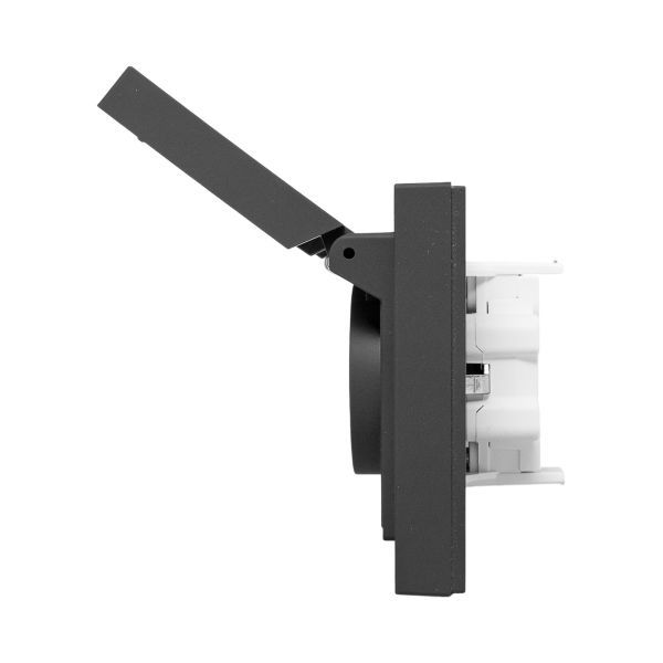  Розетка 2-м СП Эпика 16А IP44 с заземл. защ. шторки с рамкой с крышками механизм черн. EKF UP1-SOB-211-44 фото в каталоге от BTSprom.by