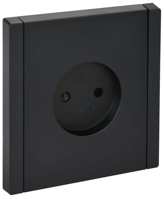 розетка 1-м сп forte&piano fp117 10а без заземл. защ. шторки винт. крепл. черн. iek fp-r13-10-k02 от BTSprom.by