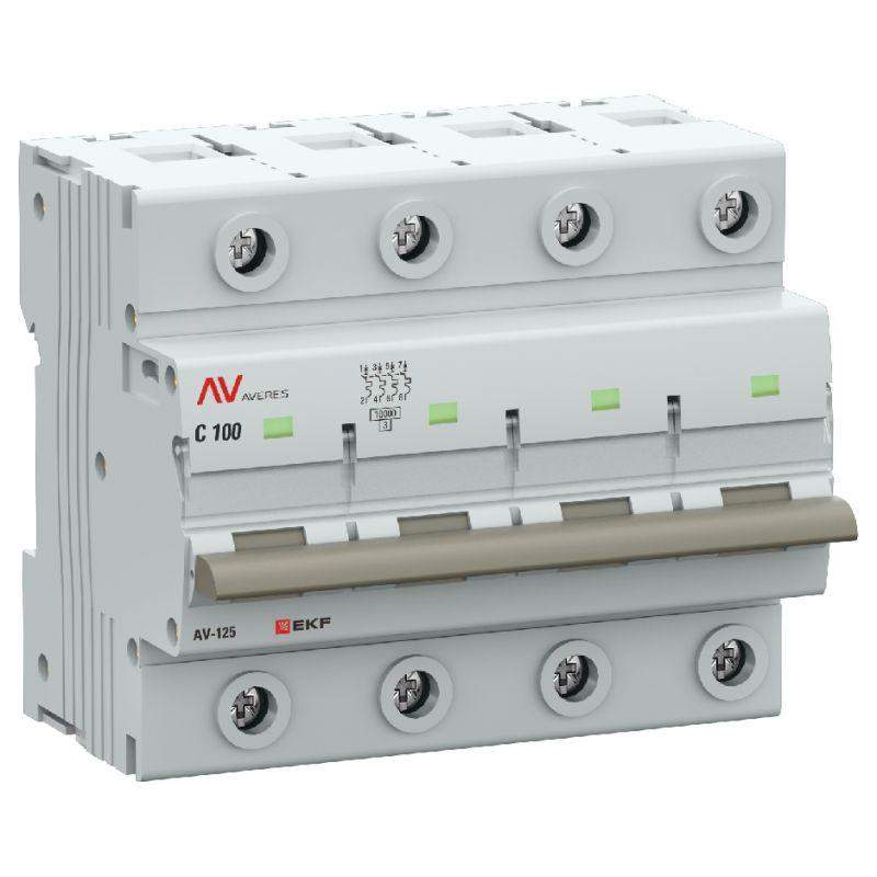 выключатель автоматический 4п c 100а 10ка av-125 averes ekf mcb125-4-100c-av от BTSprom.by