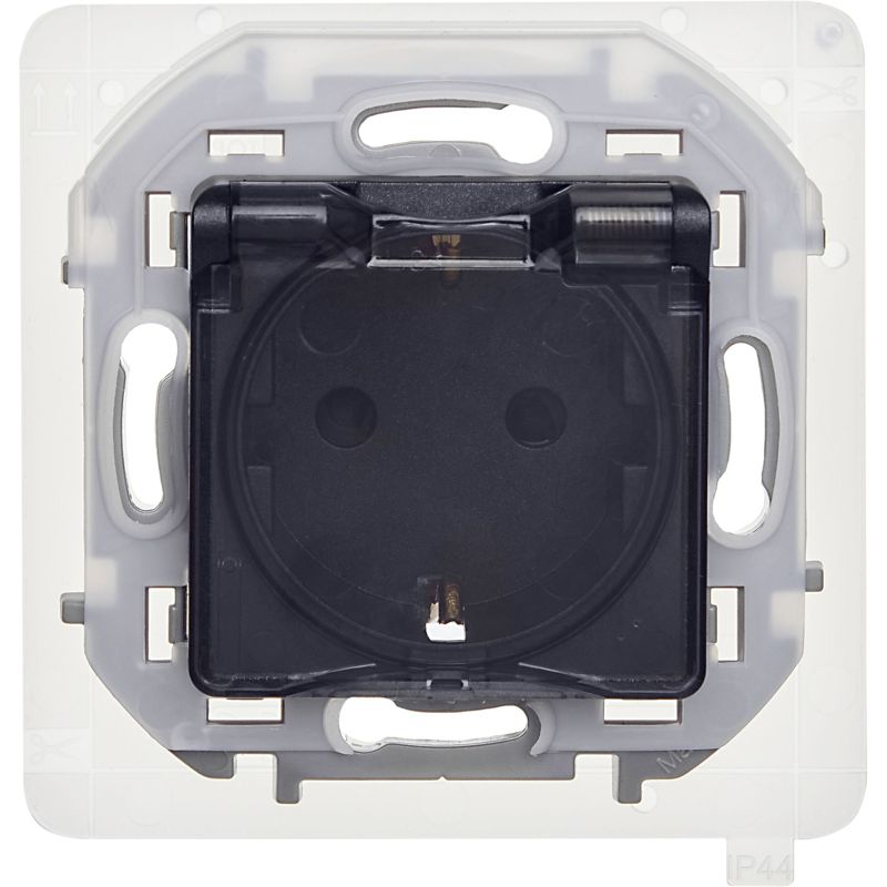  Розетка 1-м СП Inspiria 16А IP44 250В 2P+E защ. шторки с крышкой немецк. стандарт механизм антрацит IEK 673743 фото в каталоге от BTSprom.by