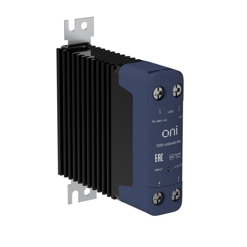 реле твердотельное ssr1 40а 4-32в dc 24-480в ac с радиатором oni ssr1-40da480-rad от BTSprom.by