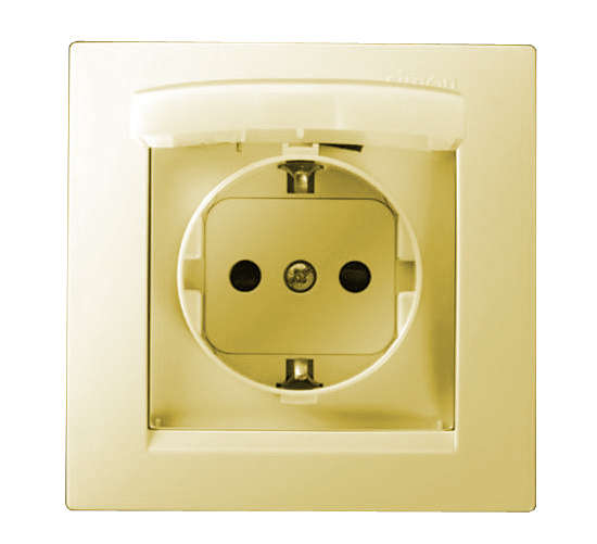 розетка 1-м сп simon15 16а ip44 250в с заземл. schuko защ. шторки с крышкой винт. клеммы сл. кость simon 1590450-031 от BTSprom.by