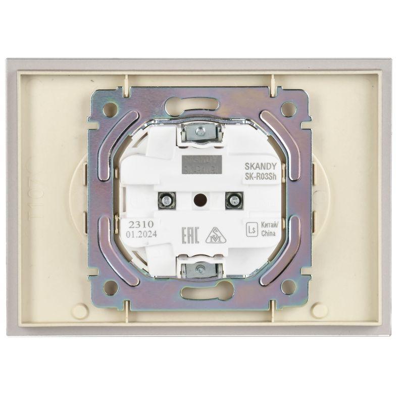 Розетка 2-м SKANDY 10А без заземл. без защ. шторок для плоской вилки SK-R03Sh шампань IEK SK-R20-10-K37 фото в каталоге от BTSprom.by