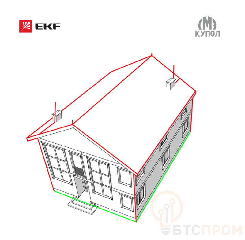 Комплект молниезащиты частного дома габ. 15х18м PROxima EKF lp-15x18 фото в каталоге от BTSprom.by  Комплект молниезащиты частного дома габ. 15х18м PROxima EKF lp-15x18 фото в каталоге от BTSprom.by