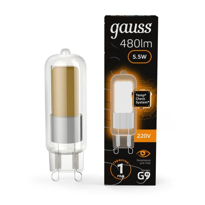 лампа светодиодная black 5.5вт капсульная 3000к тепл. бел. g9 480лм стекло gauss 107809105 от BTSprom.by