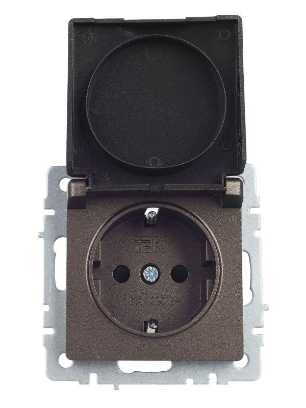  Розетка BRITE РСбш10-3-44-БрТБ 16А IP44 с заземл. защ. шторки с крышкой механизм бронза IEK BR-R16-16-44-K45 фото в каталоге от BTSprom.by