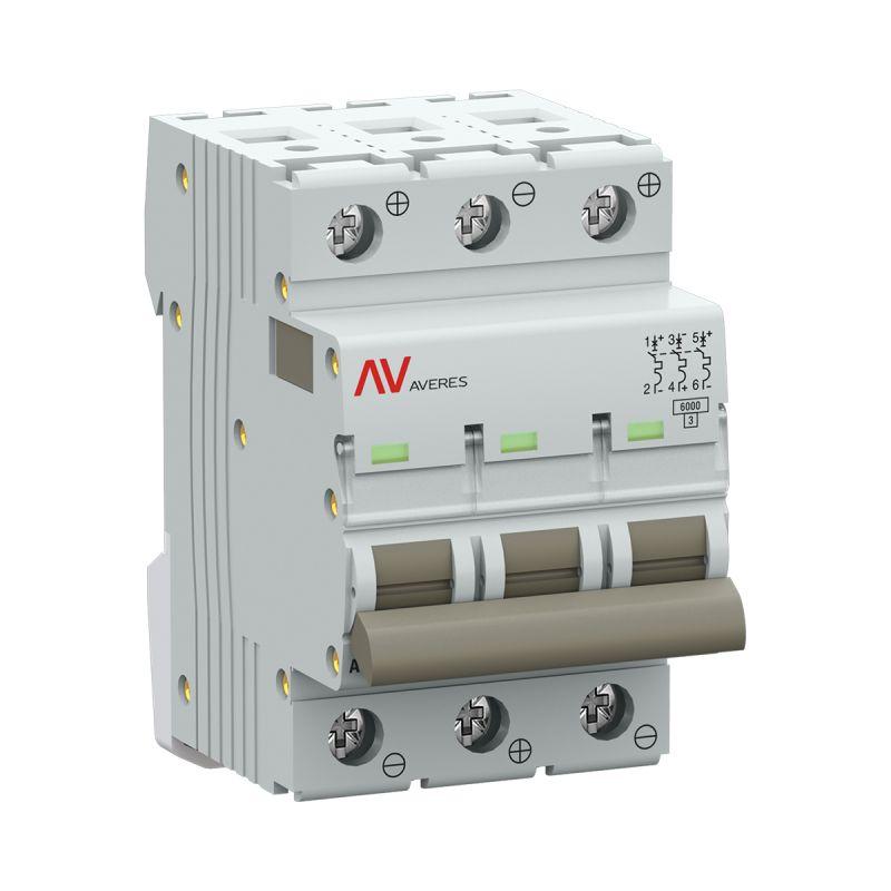выключатель автоматический модульный 3п c 32а 6ка av-6 averes ekf mcb6-dc-3-32c-av от BTSprom.by