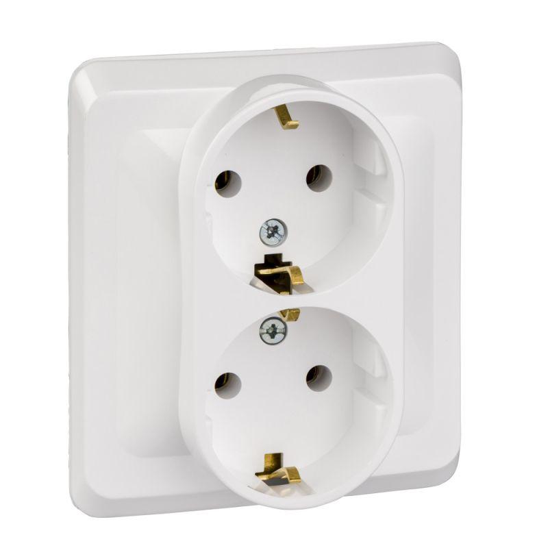 розетка 2-м сп этюд 16а ip20 250в с заземл. без защ. шторок бел. se pc16-007b от BTSprom.by