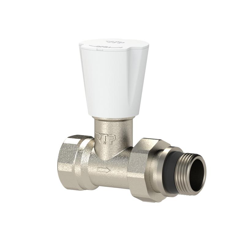 вентиль для радиатора прямой с прокладкой латунь 1/2дюйм еврослот никель rtp 41410 от BTSprom.by