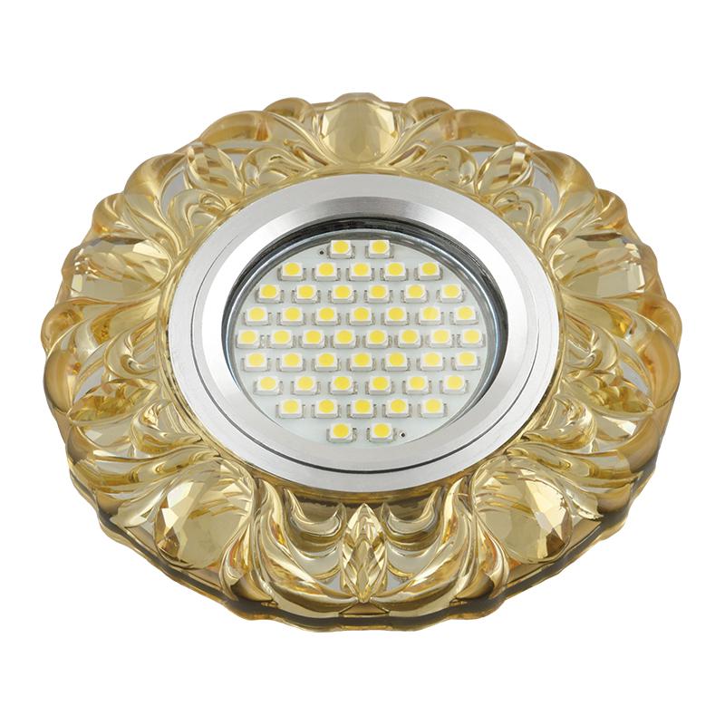 светильник dls-l136 gu5.3 glassy/yellow gu5.3 встраив. доп. светодиод. подсветка 3вт без лампы стекло fametto ul-00003863 от BTSprom.by