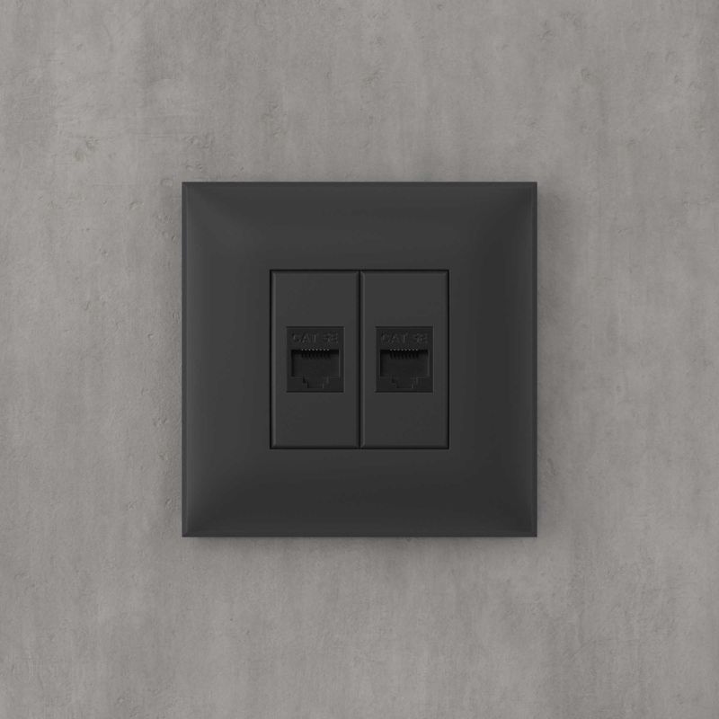  Розетка компьютерная 2-м СП Avanti "Черный матовый" RJ45 кат.5E без шторок механизм DKC 4412664 фото в каталоге от BTSprom.by