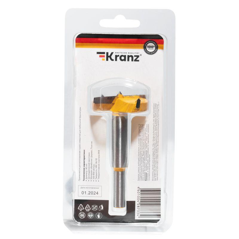  Сверло Форстнера по дереву 40мм цилиндрический хвостовик Kranz KR-91-0793 фото в каталоге от BTSprom.by