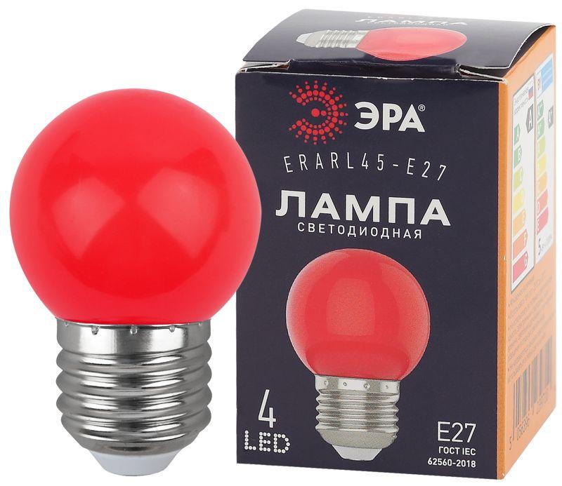 лампа светодиодная erarl45-e27 p45 1вт шар красн. e27 4smd для белт-лайт эра б0049575 от BTSprom.by