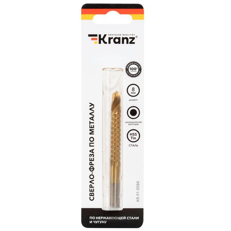  Сверло-фреза по металлу 8мм цилиндрический хвостовик HSS ТИТАН (уп.1шт) Kranz KR-91-0584 фото в каталоге от BTSprom.by