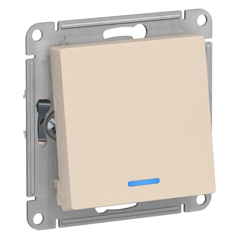 переключатель проходной 1-кл. сп atlasdesign 10а ip20 (сх. 6а) 10ax с подсветкой механизм беж. se atn000263 от BTSprom.by