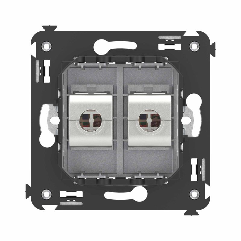  Розетка компьютерная 2-м СП Avanti "Закаленная сталь" RJ45 кат.6A без шторок экранир. механизм DKC 4404774 фото в каталоге от BTSprom.by