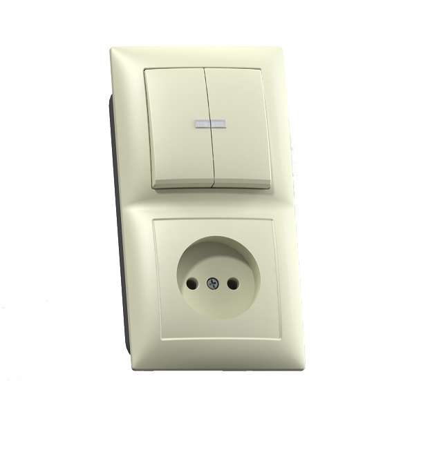 блок сп бквр-418 селена (2-кл. выкл. и индик.+ розетка) бел. кунцево 8211 от BTSprom.by