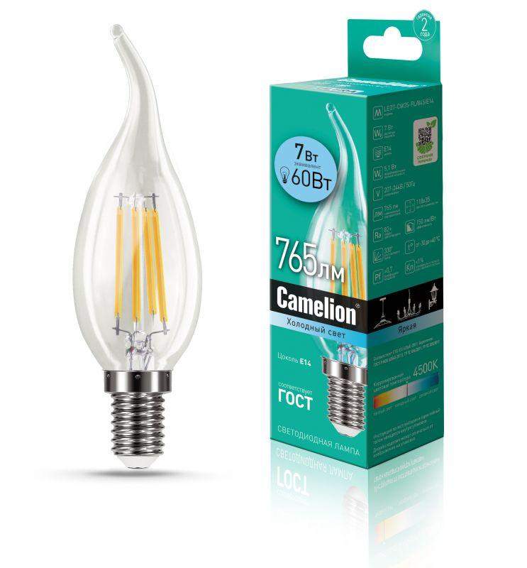 лампа светодиодная филаментная led7-cw35-fl/845/e14 7вт 220в camelion 13455 от BTSprom.by