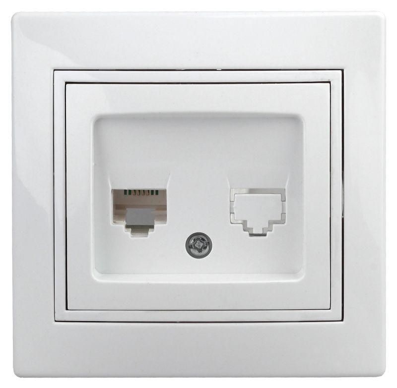 розетка телефонная 1-м сп plano 1-302-01 rj11 ip20 бел. intro б0027619 от BTSprom.by