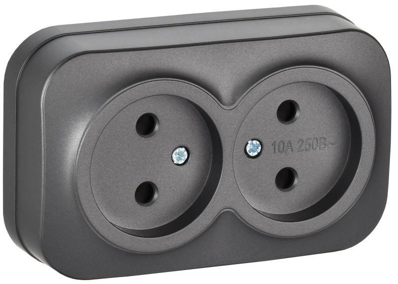 розетка 2-м оп glory рс22-2-хсм 10а без заземл. без защ. шторок сталь матов. iek erh20-k46m-10 от BTSprom.by