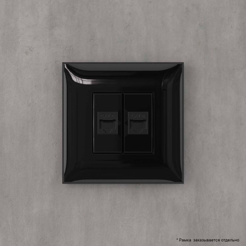  Розетка компьютерная 2-м СП Avanti "Черный квадрат" RJ45 кат.6 без шторок механизм DKC 4402694 фото в каталоге от BTSprom.by