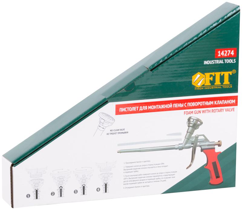  Пистолет для монтажной пены прорезиненная ручка поворотный верхний адаптор FIT 14274 фото в каталоге от BTSprom.by