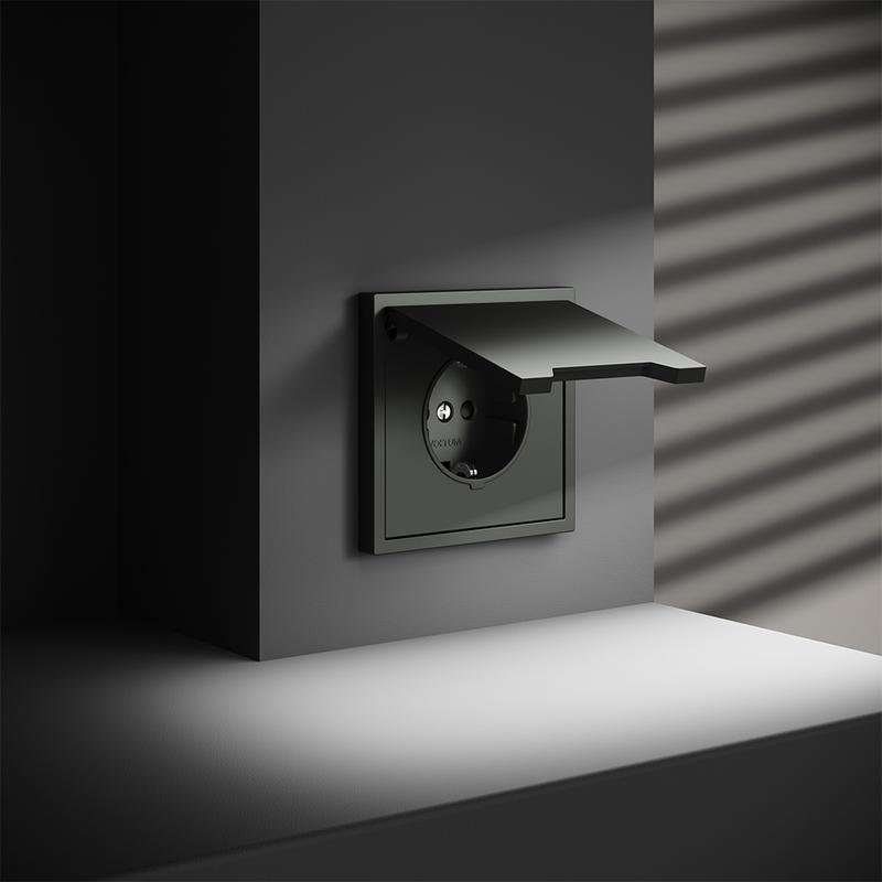  Розетка 1-м СП S70 16А с заземл. защ. шторки + крышка механизм титан Voltum VLS040306 фото в каталоге от BTSprom.by