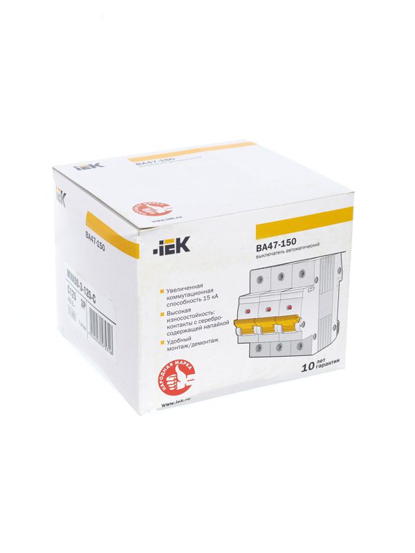  Выключатель автоматический модульный 3п C 125А 15кА ВА47-150 KARAT IEK MVA50-3-125-C фото в каталоге от BTSprom.by