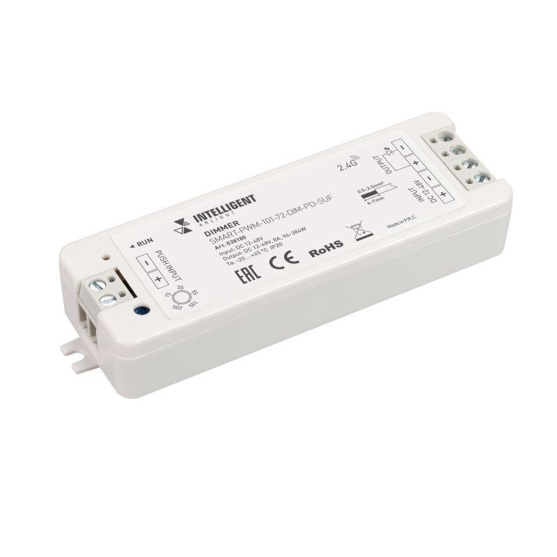 диммер smart-pwm-101-72-dim-pd-suf (12-48в 1х8а ss 2.4g) (ip20 пластик) intelligent arlight 038180 от BTSprom.by