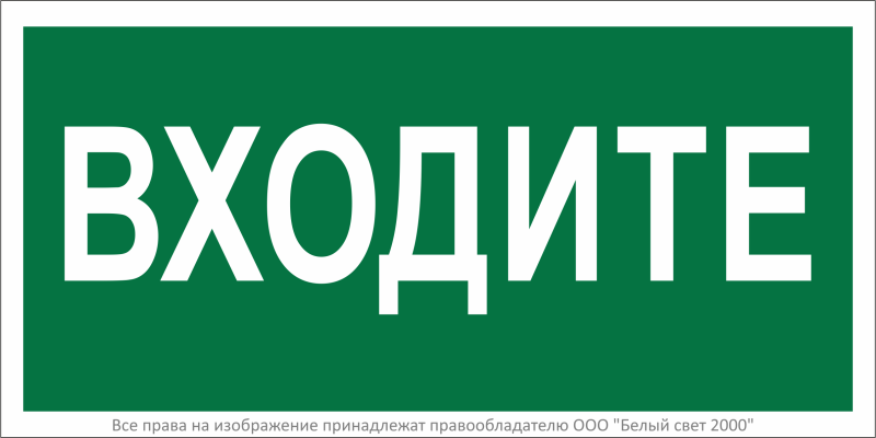 знак безопасности bl-2010b.ec08"входите" белый свет a19733 от BTSprom.by