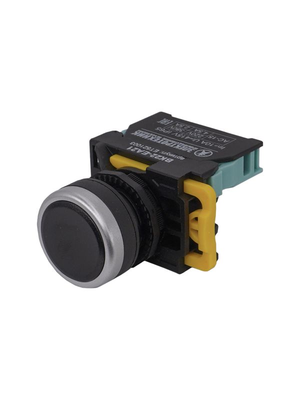 выключатель кнопочный ва21-22 1но без подсветки черн. электротехник et521003 от BTSprom.by