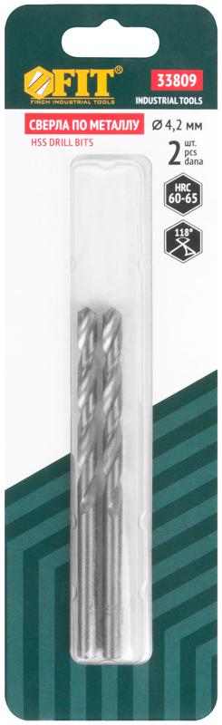  Набор сверл по металлу HSS 4.2мм полированные (блист.2шт) FIT 33809 фото в каталоге от BTSprom.by