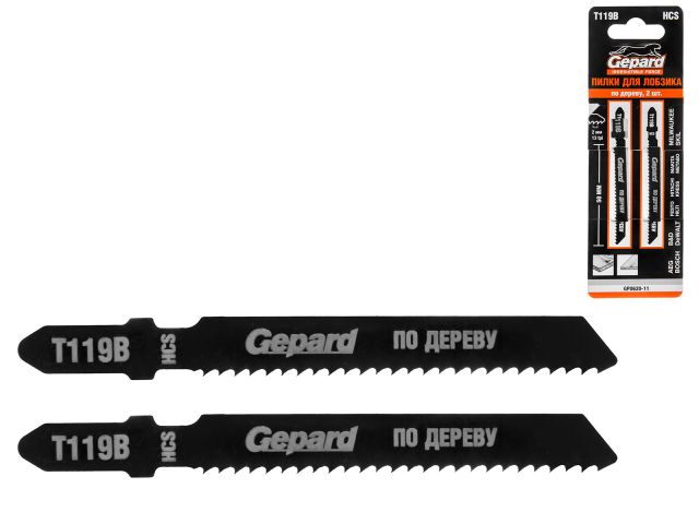 пилка лобз. по дереву t119b (2 шт.) gepard (пропил прямой, тонкий, для базовых работ) gp0620-11 от BTSprom.by