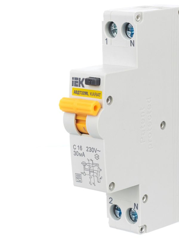  Выключатель автоматический дифференциального тока C 16А 30мА тип A АВДТ32ML KARAT IEK MVD12-1-016-C-030-A фото в каталоге от BTSprom.by