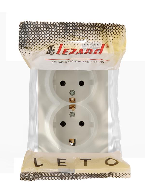 розетка 2-м оп leto с заземл. закрытый корпус пбт крем lezard 752-0300-127b от BTSprom.by