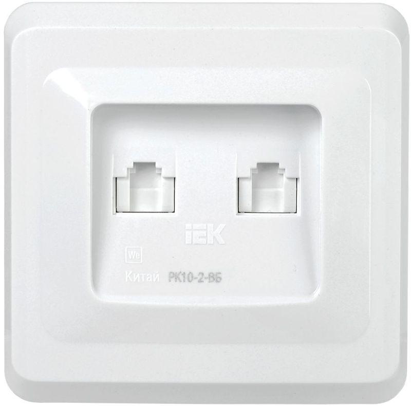 розетка компьютерная 2-м вега rj45 кат.5e рк10-2-вб бел. iek ekv25-k01-dm от BTSprom.by