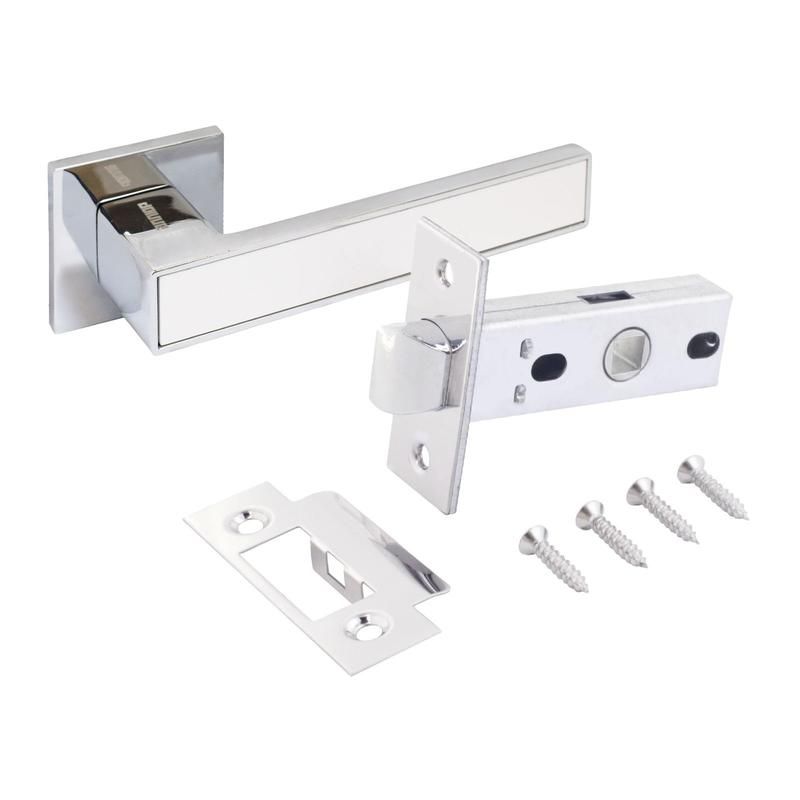 комплект ручка и защелка арт "лана" cp/w+l45-8 cp (86211/s45) хром/бел. аллюр 15 713 от BTSprom.by