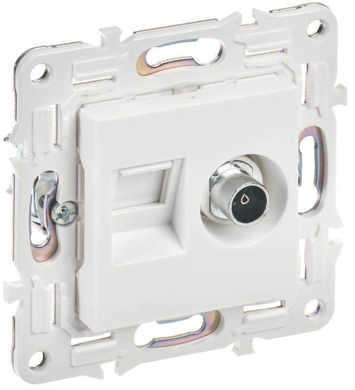 розетка двойная tv+rj45 кат.6e skandy sk-a15w арктич. бел. iek sk-ak20-2-k01 от BTSprom.by