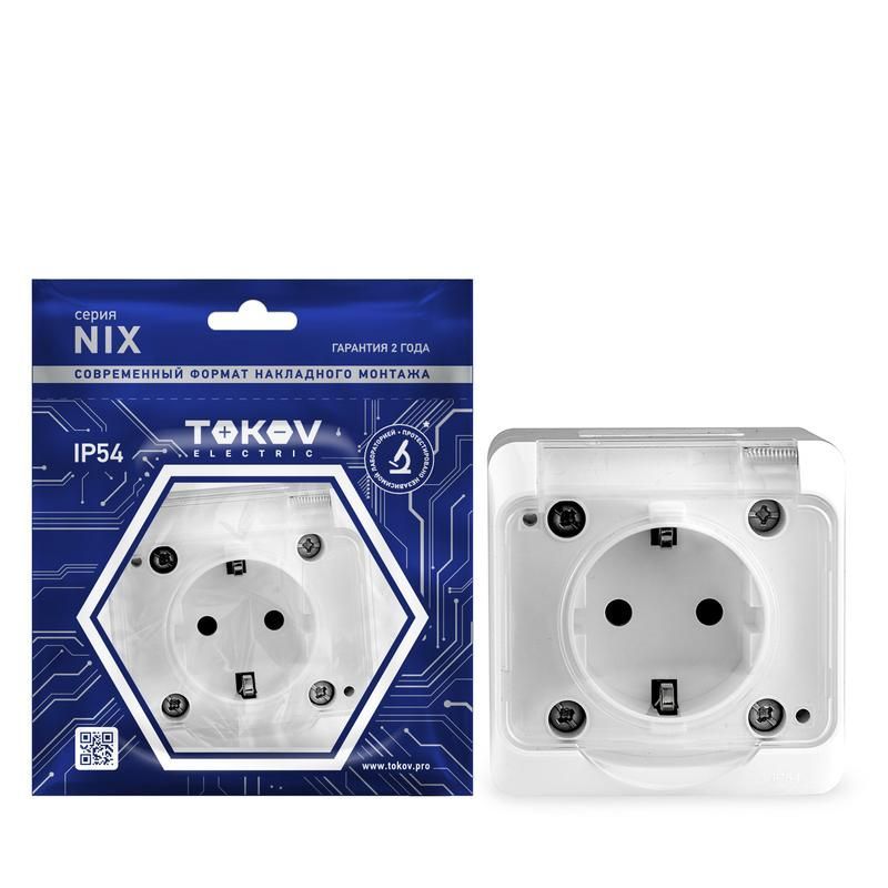 розетка 1-м оп nix 16а ip54 250в с заземл. с прозр. крышкой бел. tokov electric tke-nx-r1z-c01t-ip54 от BTSprom.by