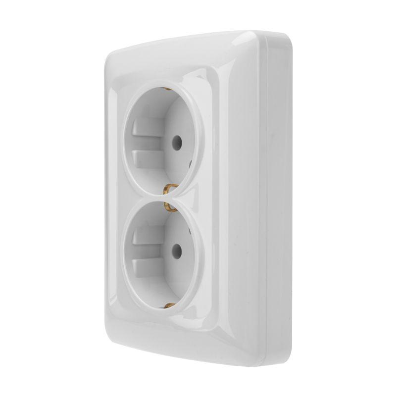  Розетка 2-м СП 16А DEA с заземл. бел. Kranz KR-78-0218 фото в каталоге от BTSprom.by