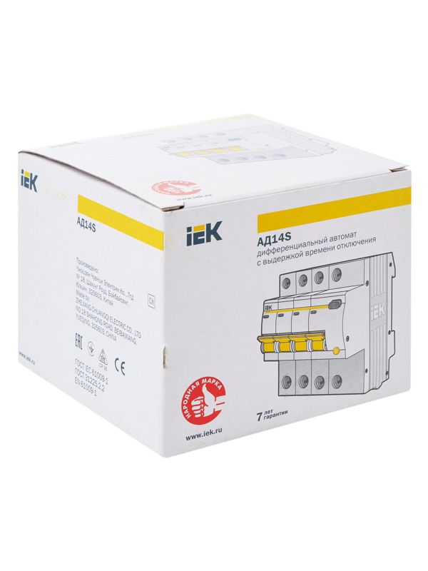  Выключатель автоматический дифференциального тока селективный 4п 50А 100мА тип AC АД14S KARAT IEK MAD13-4-050-C-100 фото в каталоге от BTSprom.by