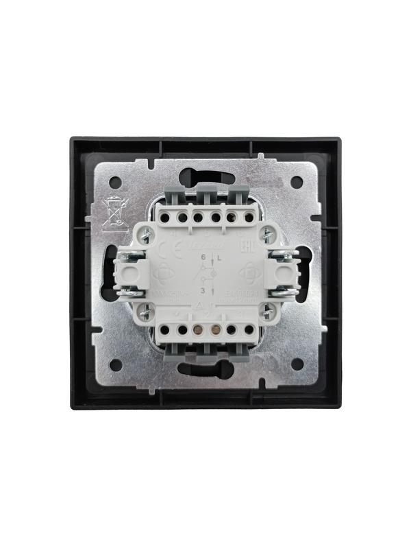  Выключатель проходной 1-кл. с индик. СП ZIMA IP20 10А безвинт. зажим черн. бархат LEZARD 704-4288-114QC фото в каталоге от BTSprom.by