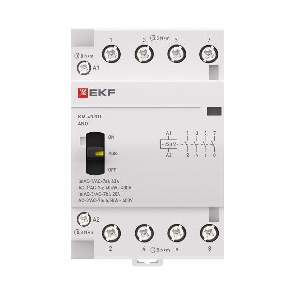  Контактор модульный КМ РУ 63А 4NO (3 мод.) PROxima EKF km-3m-63-40 фото в каталоге от BTSprom.by