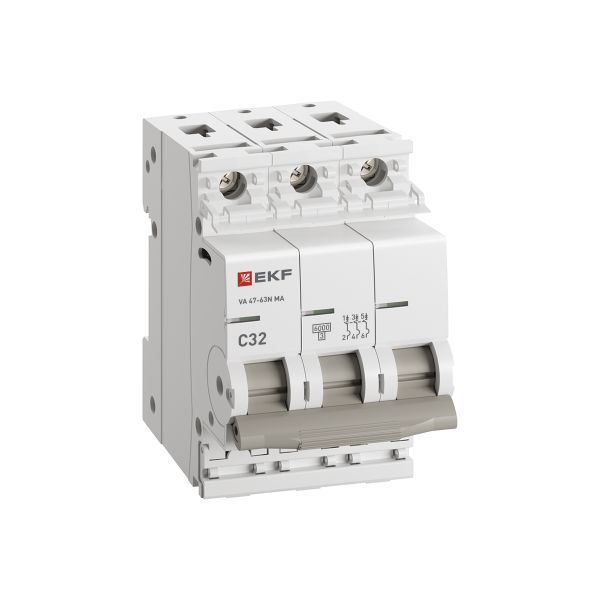  Выключатель автоматический 3п C 32А 6кА ВА 47-63N MA без теплового расцеп. PROxima EKF M63MA6332C фото в каталоге от BTSprom.by