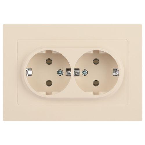 розетка 2-м сп accent 6-205-02 16а ip20 250в 2p+e schuko al/cu сл. кость intro б0063489 от BTSprom.by